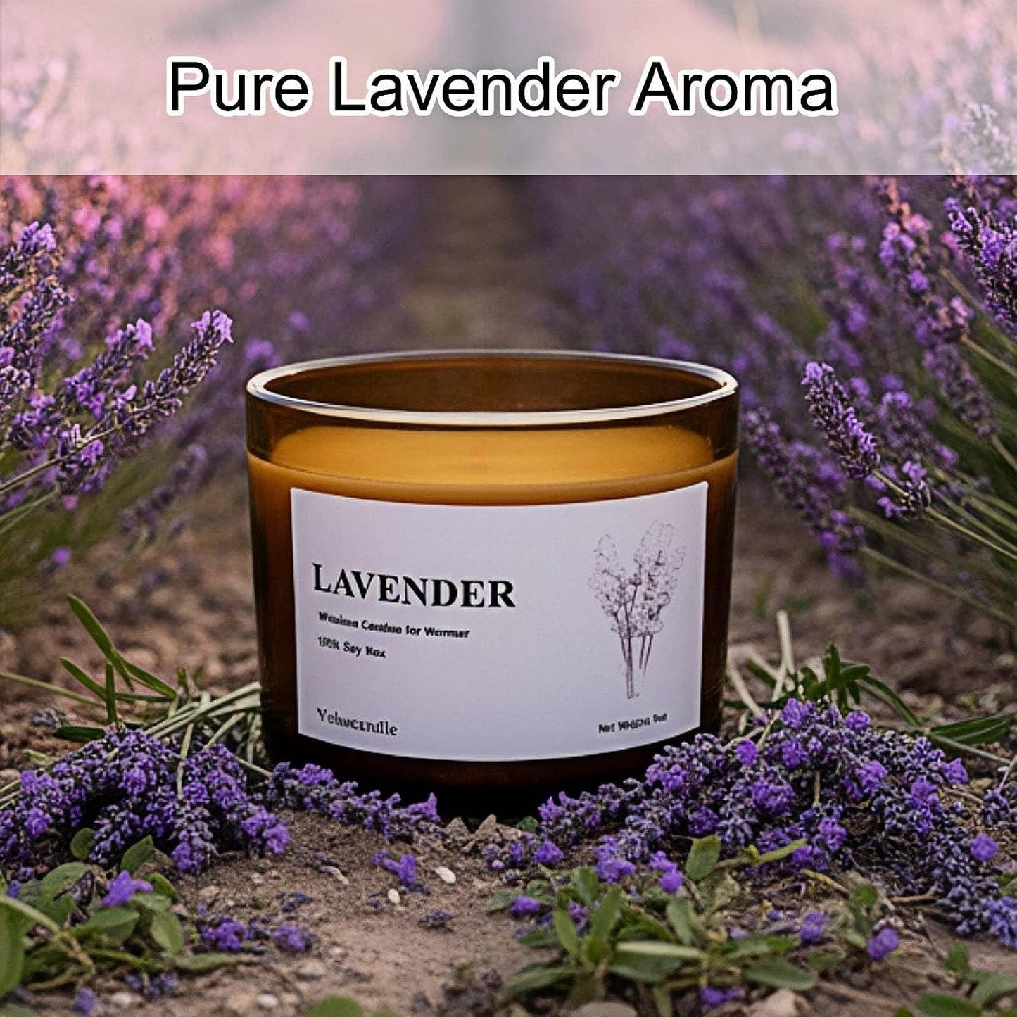 Lavender Wickless Candles for Candle Warmer Lamp, 9oz Soy Candle with Stirring Spoon & Lid