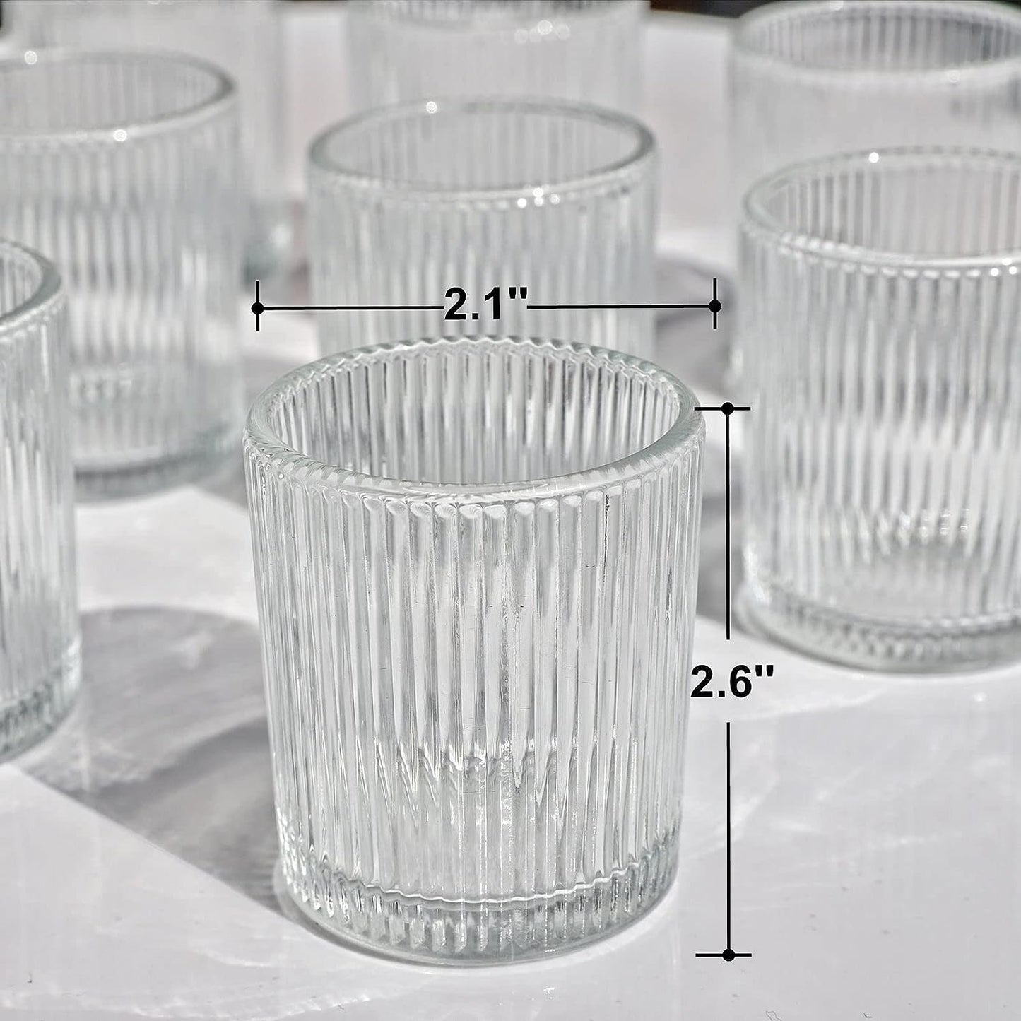 Vohocandle Votive Candle Holders Set of 12 for Table Centerpiece and Home Decor(2.1 x 2.6 Inch, Clear) - vohocandle