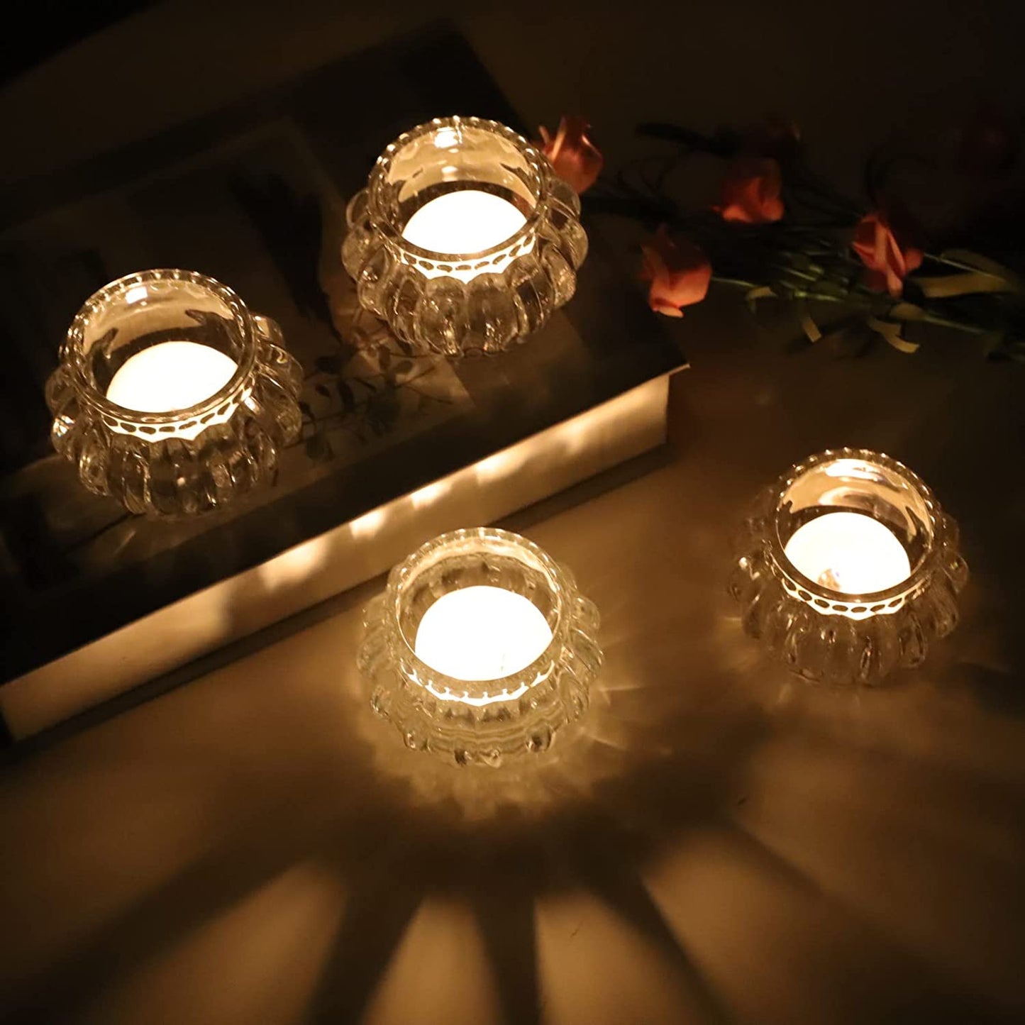 Clear Votive Candle Holders Set of 6,Tealight Candle Holder Bulk for Wedding Party - vohocandle