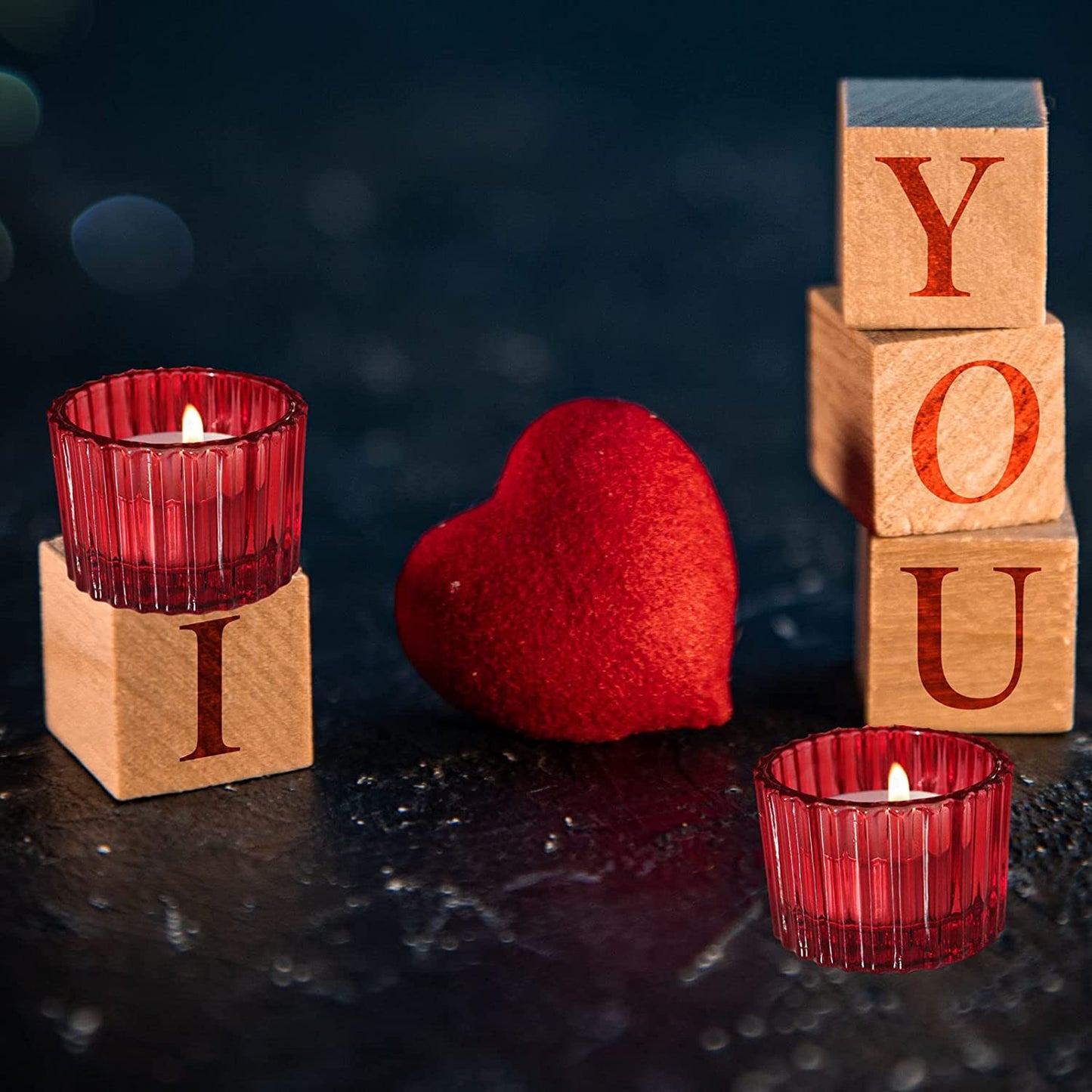 Red Candle Holders for Table Centerpiece, Tealight Candle Holder Set of 12 for Small Tealight Candles - vohocandle