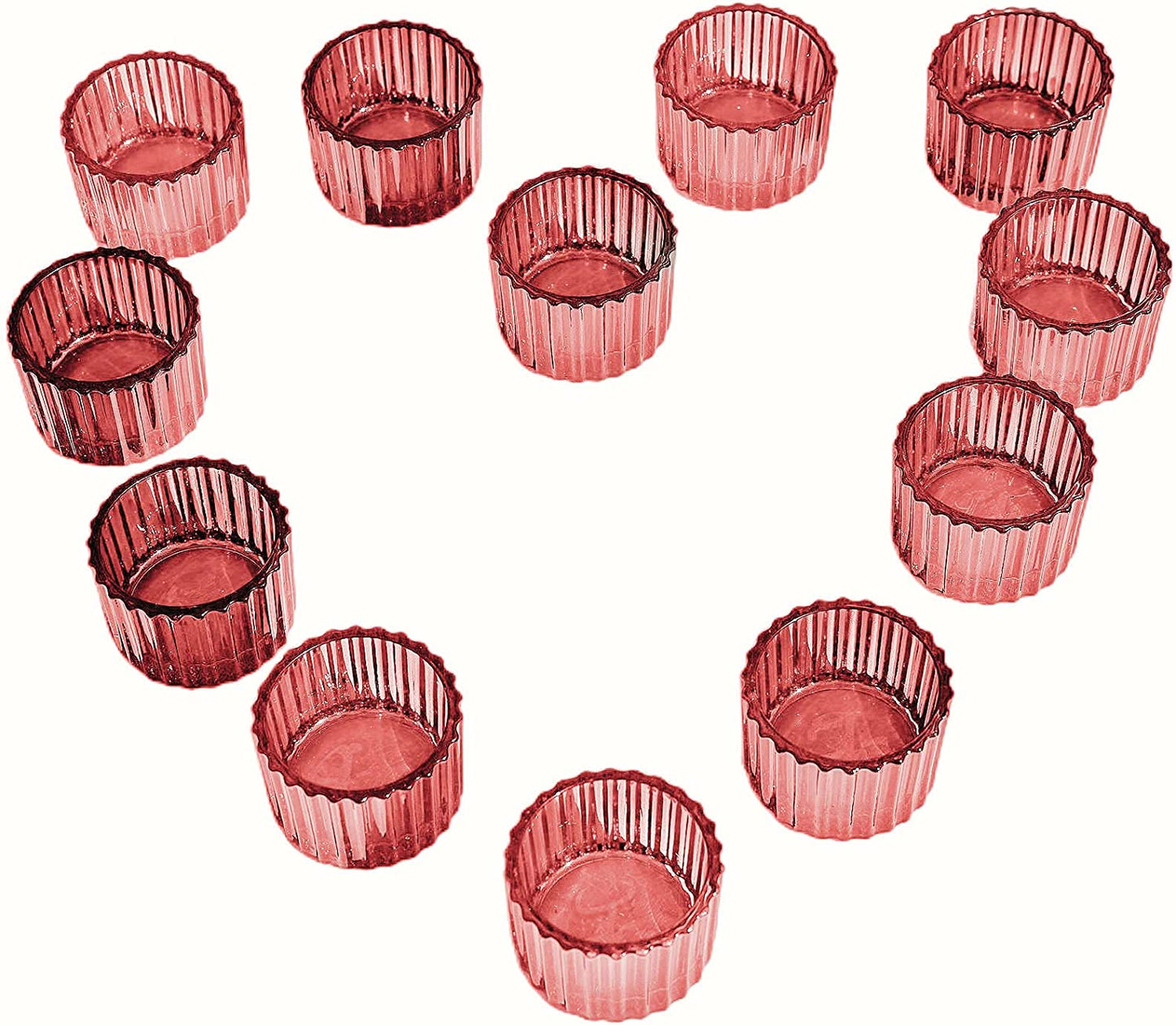 Rose Gold Tealight Candle Holder Set of 12, Vintage Tea Lights Candle Holder Bulk for Wedding Party Home Decor, Glass Candle Holders for Table Centerpiece - vohocandle
