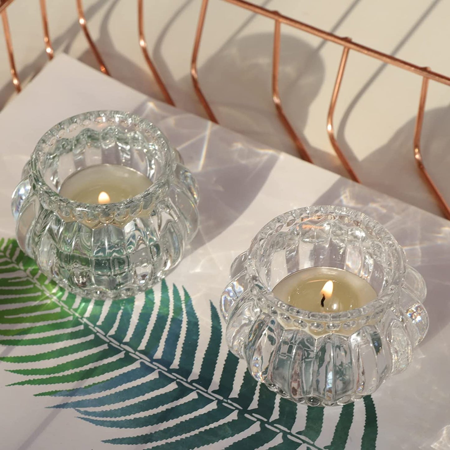 Clear Votive Candle Holders Set of 6,Tealight Candle Holder Bulk for Wedding Party - vohocandle