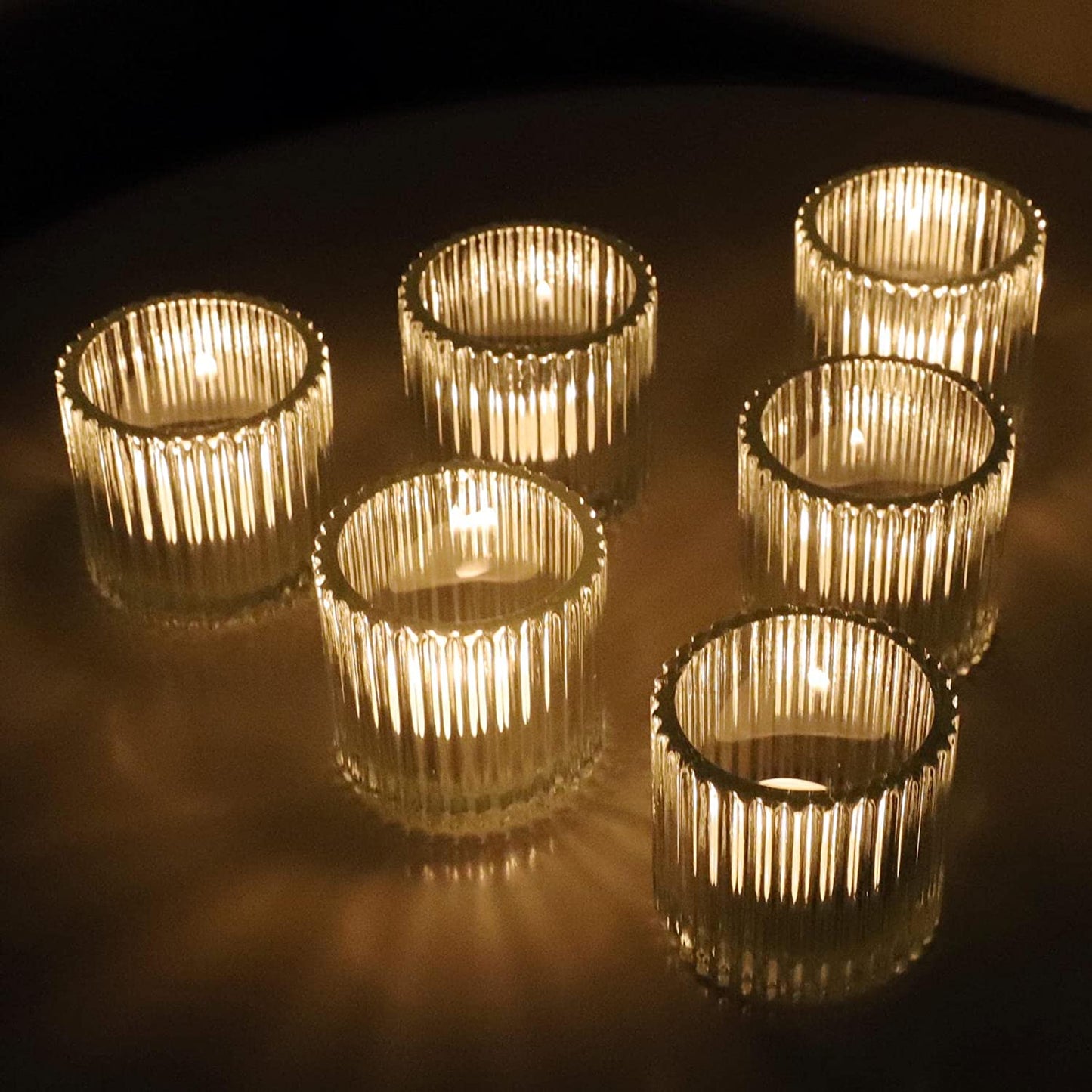 Clear Votive Candle Holders Set of 6, Glass Votive Candle Holder for Wedding Party, Glass Tealight Candle Holder for Table Centerpiece - vohocandle