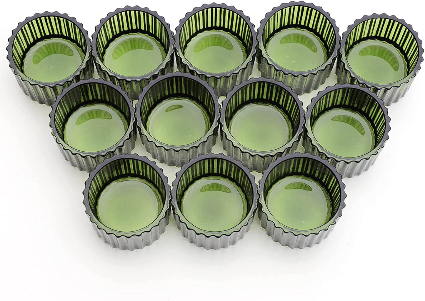 Green Tealight Candle Holder Set of 12, Glass Candle Holder for Wedding Table Centerpiece, Tea Lights Candle Holders Bulk for Home Decor(2''x 1.4'') - vohocandle