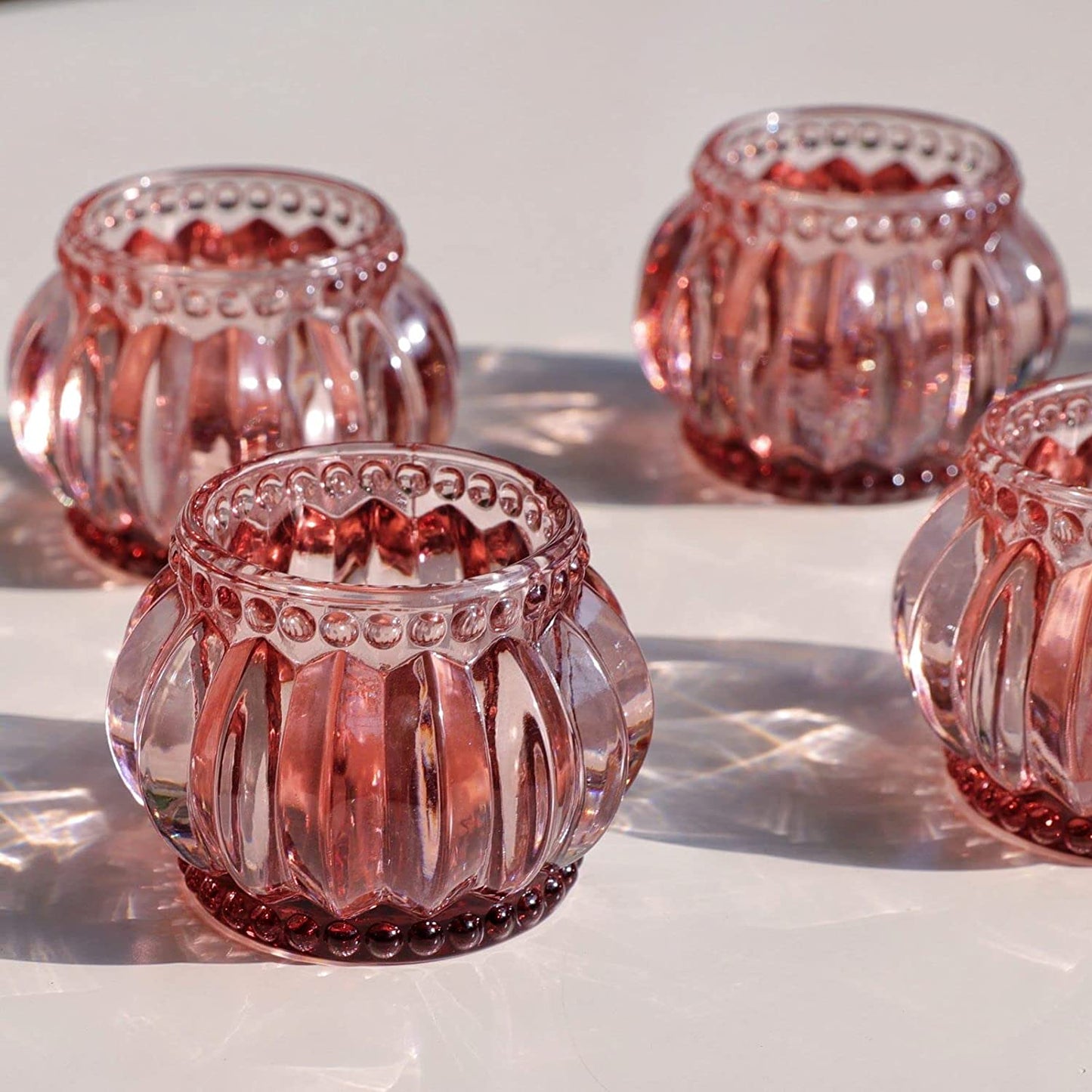 Rose Gold Tealight Candle Holder Set of 6 for Valentines Day Decor - vohocandle