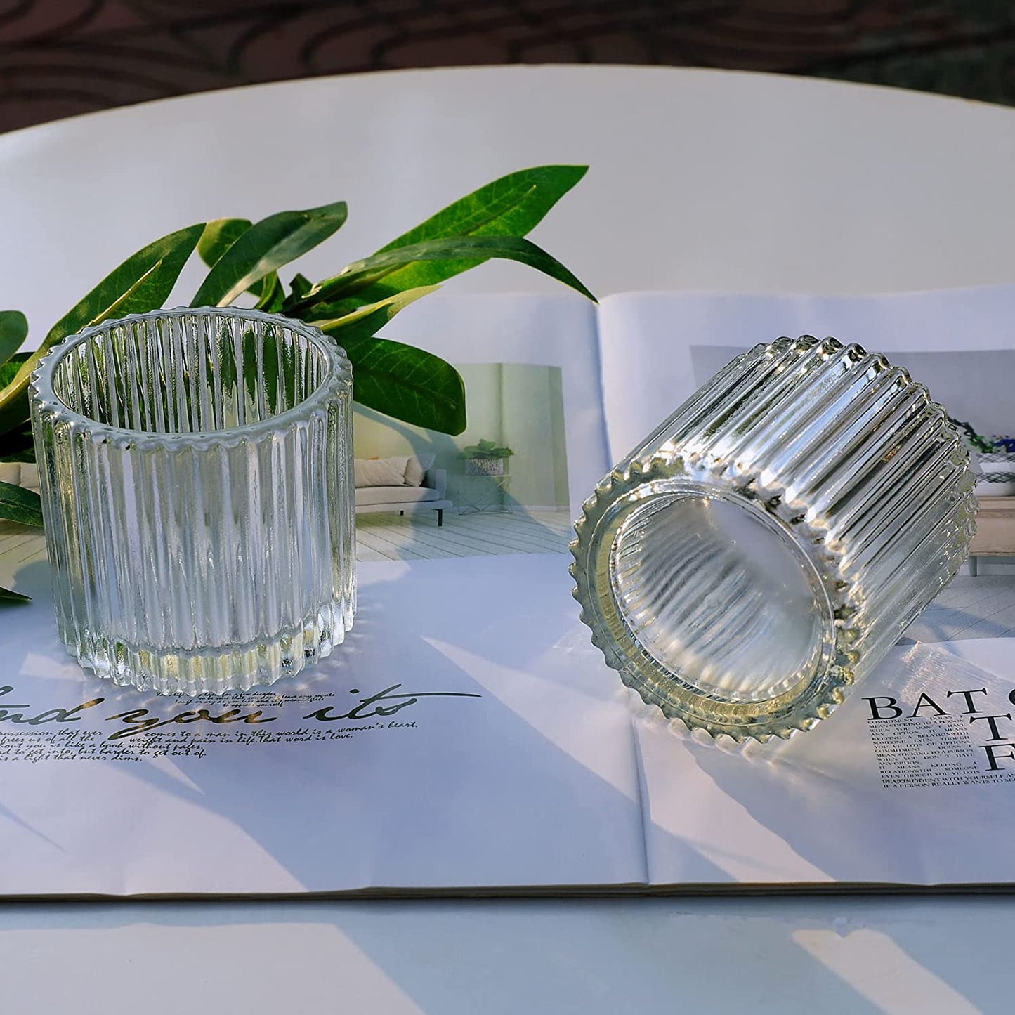 Clear Votive Candle Holders Set of 6, Glass Votive Candle Holder for Wedding Party, Glass Tealight Candle Holder for Table Centerpiece - vohocandle