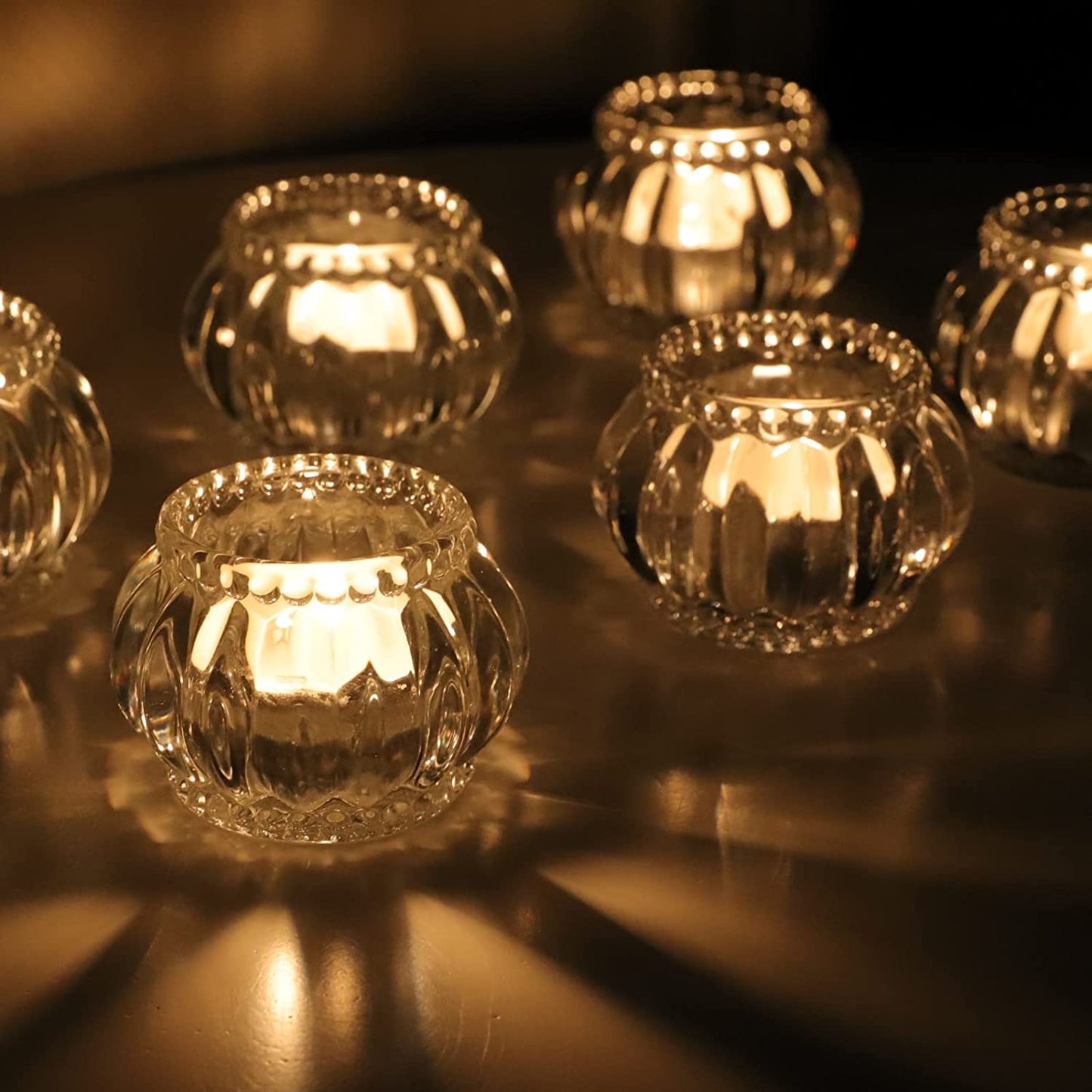 Clear Votive Candle Holders Set of 6,Tealight Candle Holder Bulk for Wedding Party - vohocandle