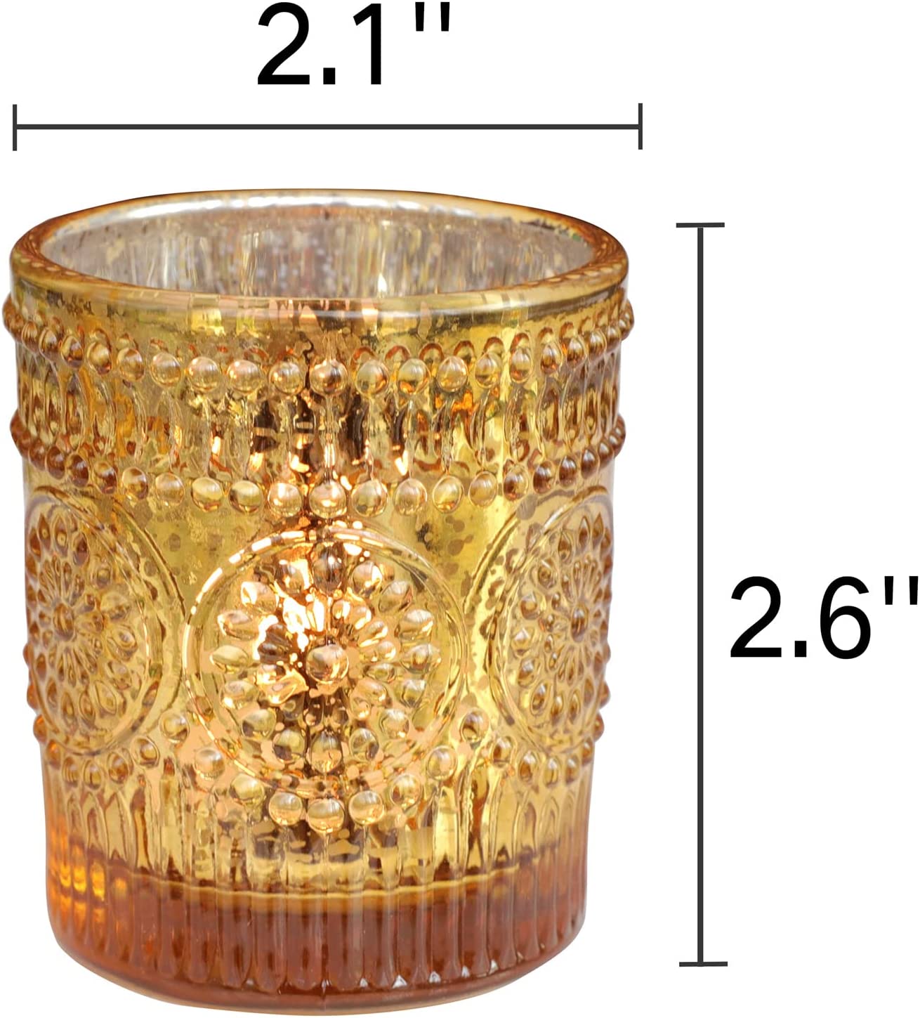 Gold Votive Candle Holders Set of 12, Gold Candle Holders Bulk for Wedding Table Centerpiece, Mercury Glass Tealight Candle Holder for Home Party Decoration - vohocandle