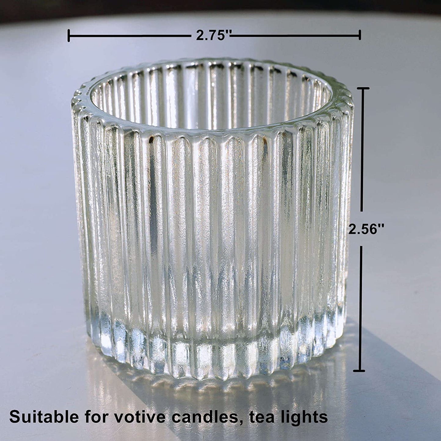 Clear Votive Candle Holders Set of 6, Glass Votive Candle Holder for Wedding Party, Glass Tealight Candle Holder for Table Centerpiece - vohocandle