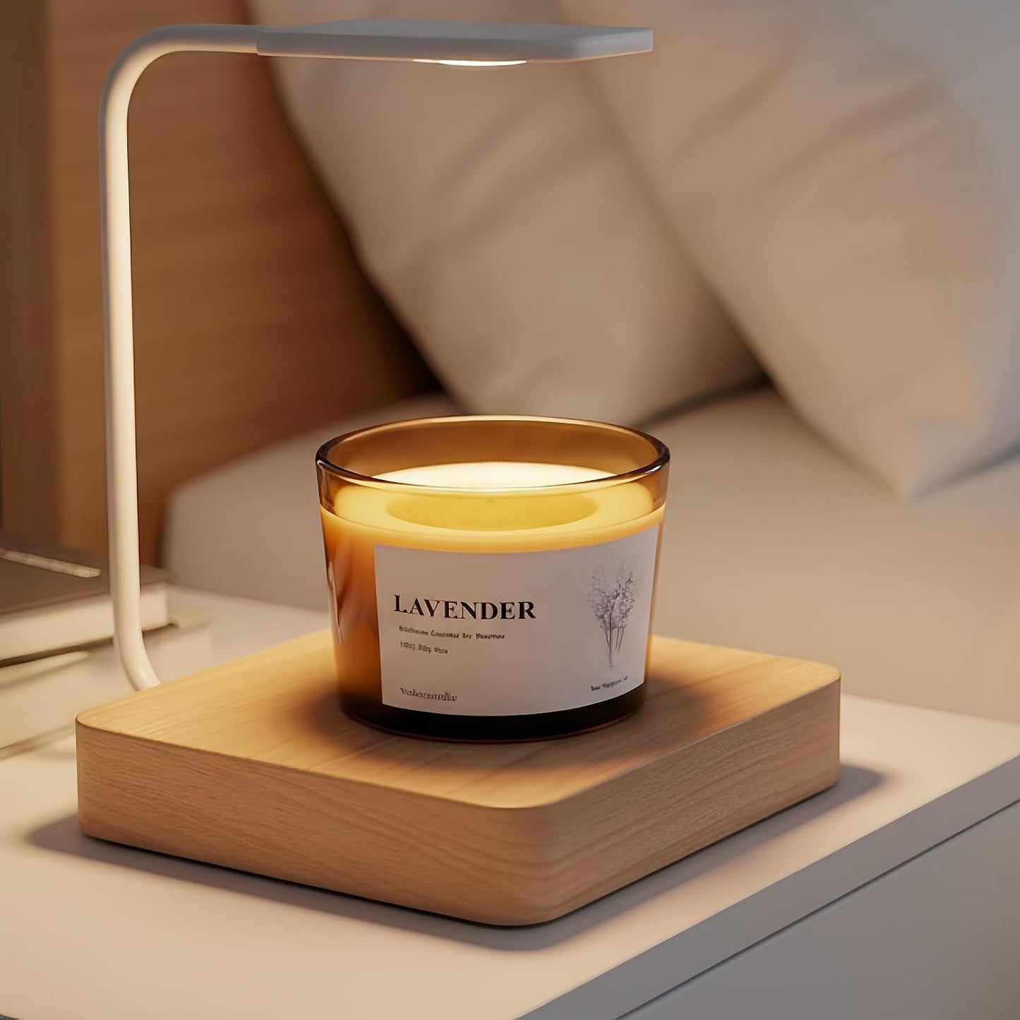 Lavender Wickless Candles for Candle Warmer Lamp, 9oz Soy Candle with Stirring Spoon & Lid