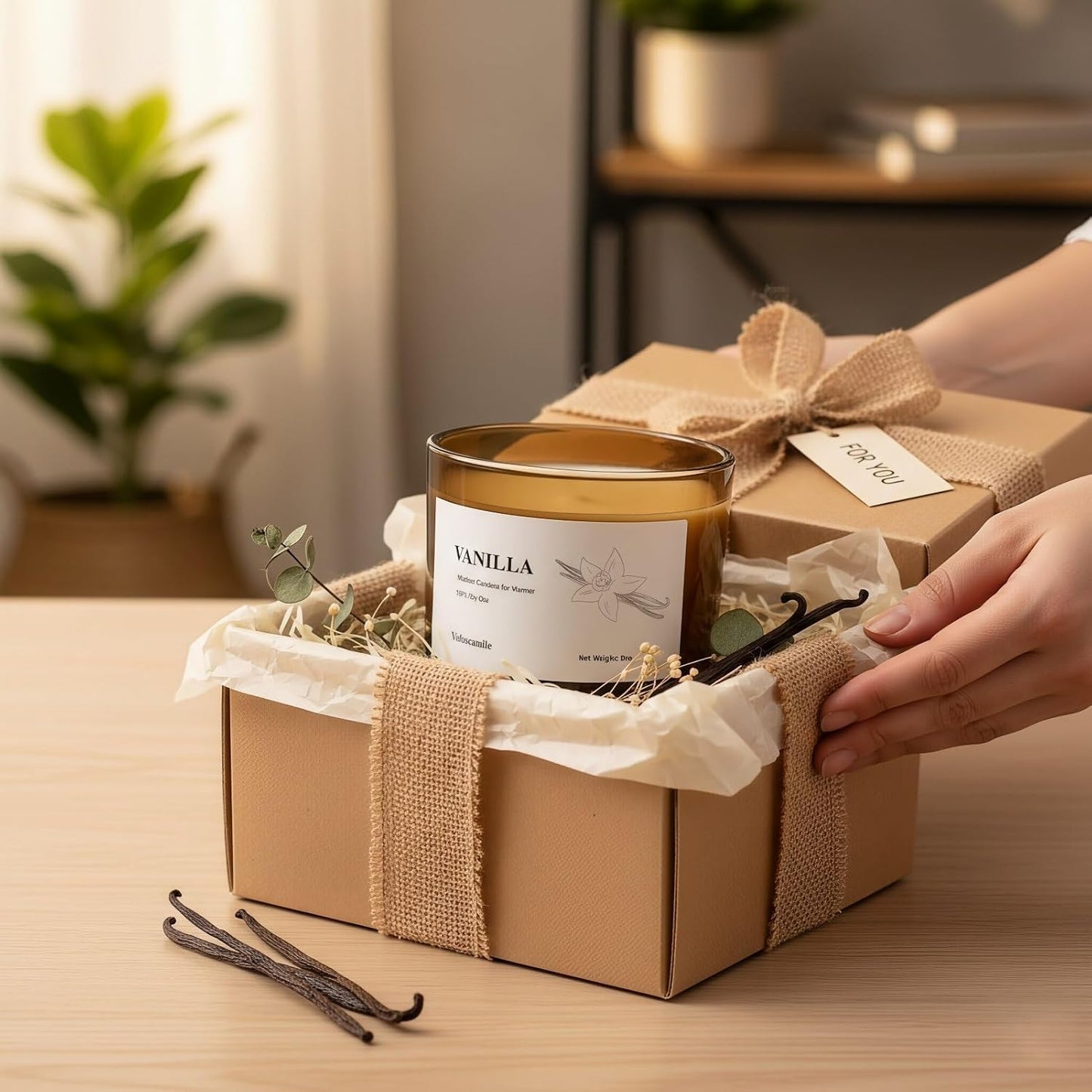 Vanilla Wickless Candles for Candle Warmer Lamp, 9oz Soy Candles with Stirring Spoon & Lid
