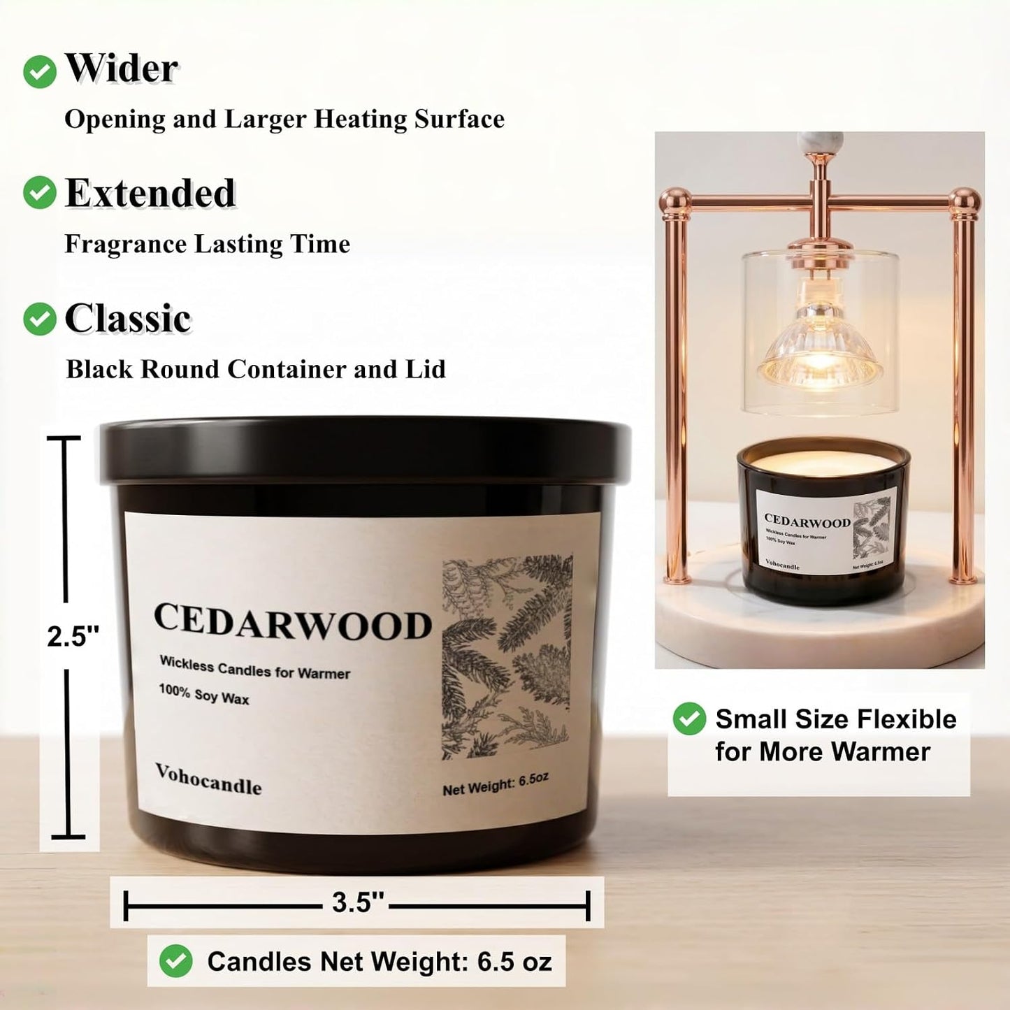 Wickless Candles for Candle Warmer Lamp, Set of 4 Scented Candles for Men(Cedar/Sandalwood/Sea Salt/Grass)