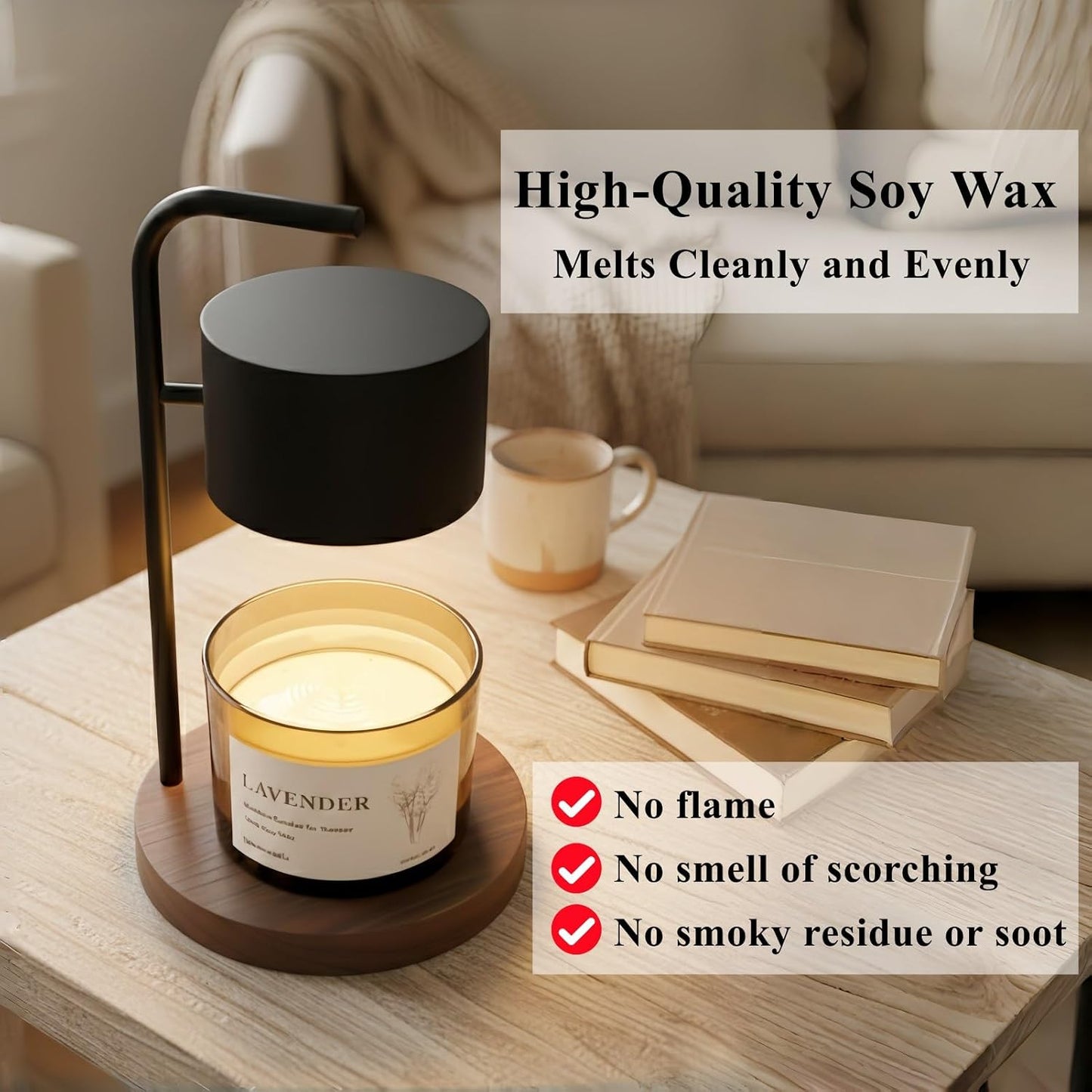 Lavender Wickless Candles for Candle Warmer Lamp, 9oz Soy Scented Candles + 10ml Essential Oil for Customizable Aroma