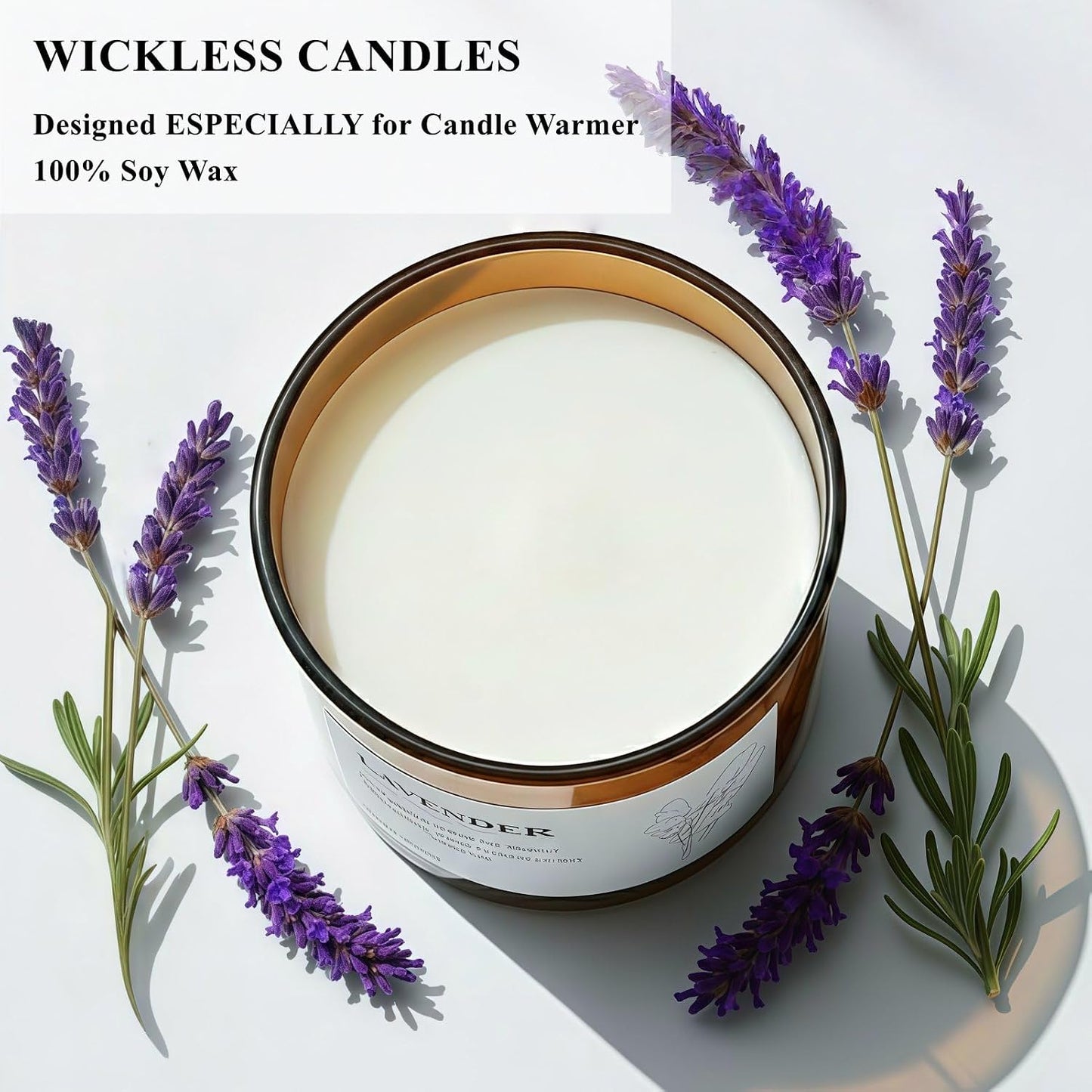 Lavender Wickless Candles for Candle Warmer Lamp, 9oz Soy Scented Candles + 10ml Essential Oil for Customizable Aroma
