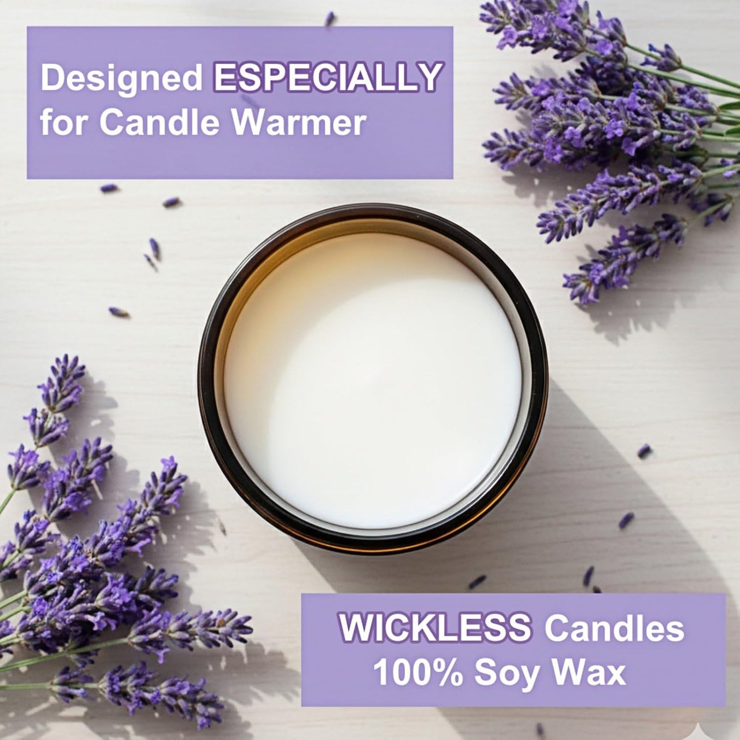 Lavender Wickless Candles for Candle Warmer Lamp, 9oz Soy Candle with Stirring Spoon & Lid