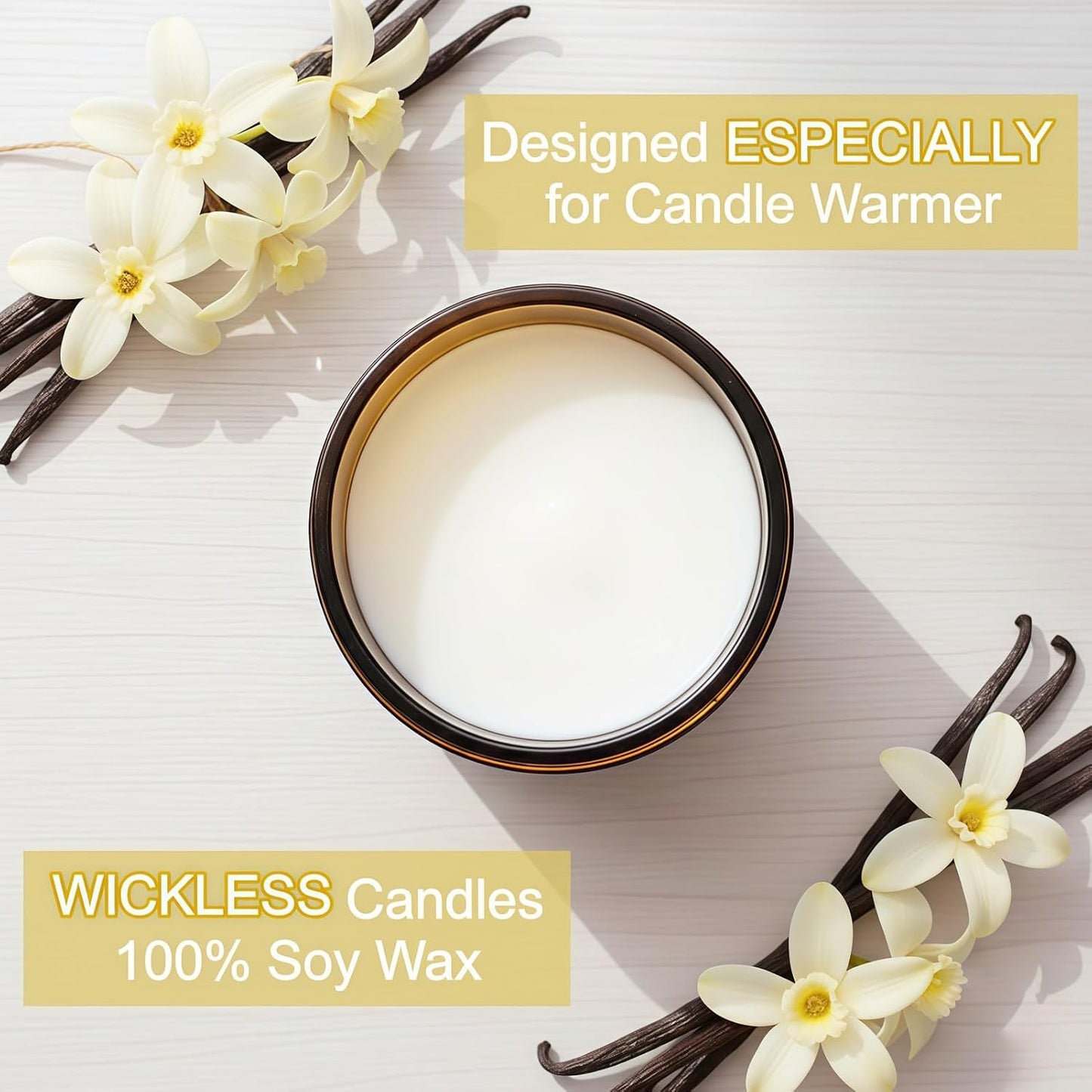 Vanilla Wickless Candles for Candle Warmer Lamp, 9oz Soy Candles with Stirring Spoon & Lid