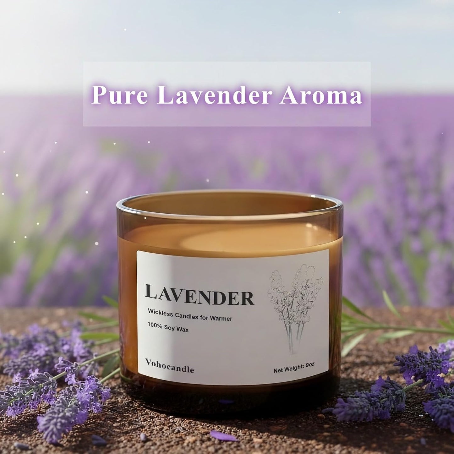 Lavender Wickless Candles for Candle Warmer Lamp, 9oz Soy Scented Candles + 10ml Essential Oil for Customizable Aroma