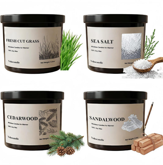 Wickless Candles for Candle Warmer Lamp, Set of 4 Scented Candles for Men(Cedar/Sandalwood/Sea Salt/Grass)