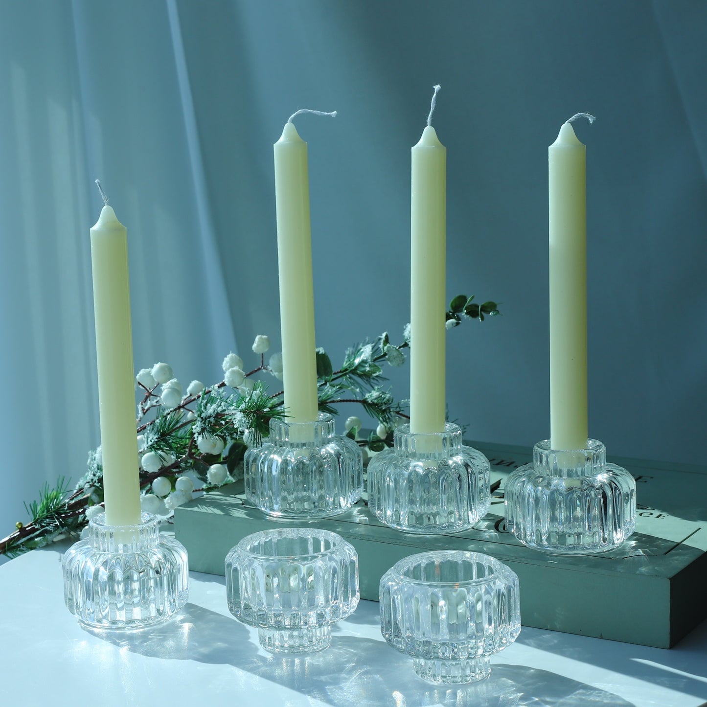 Vohocandle 6pcs Clear Candle Sticks Holder for Tealight & Taper Candles - vohocandle