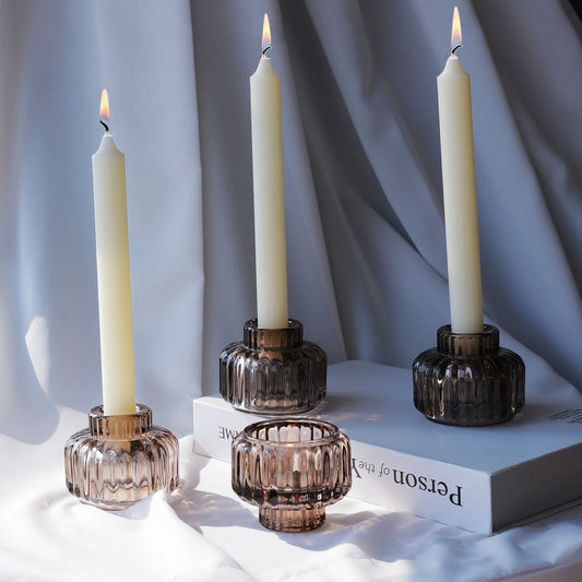 Vohocandle Grey Candlestick Holders Set of 6 for Table Centerpiece - vohocandle