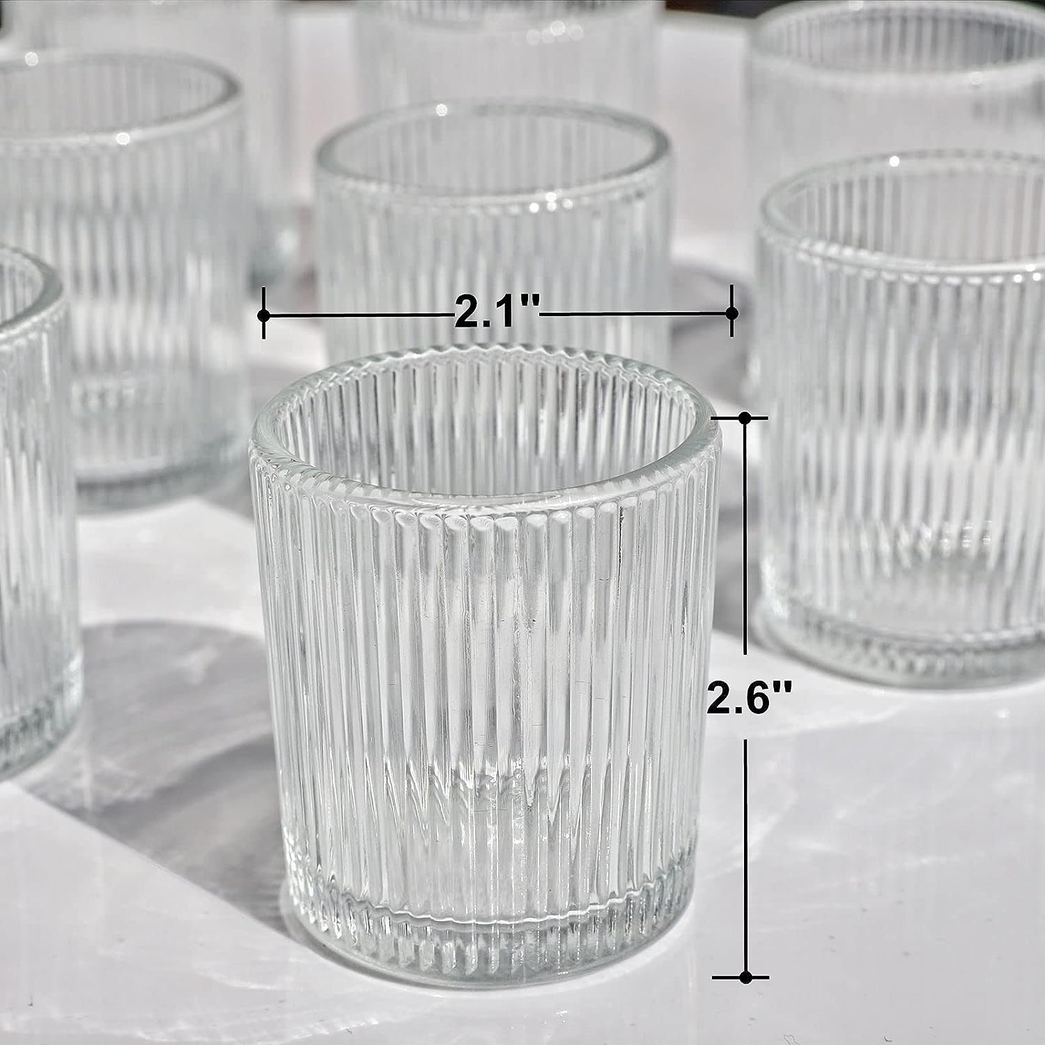 Vohocandle Clear Tea Light Candle Holders Set of 12, Glass Tealight Holders for Table Centerpiece 5 cm x 3.5 cm, Votive Candle Holder for Wedding