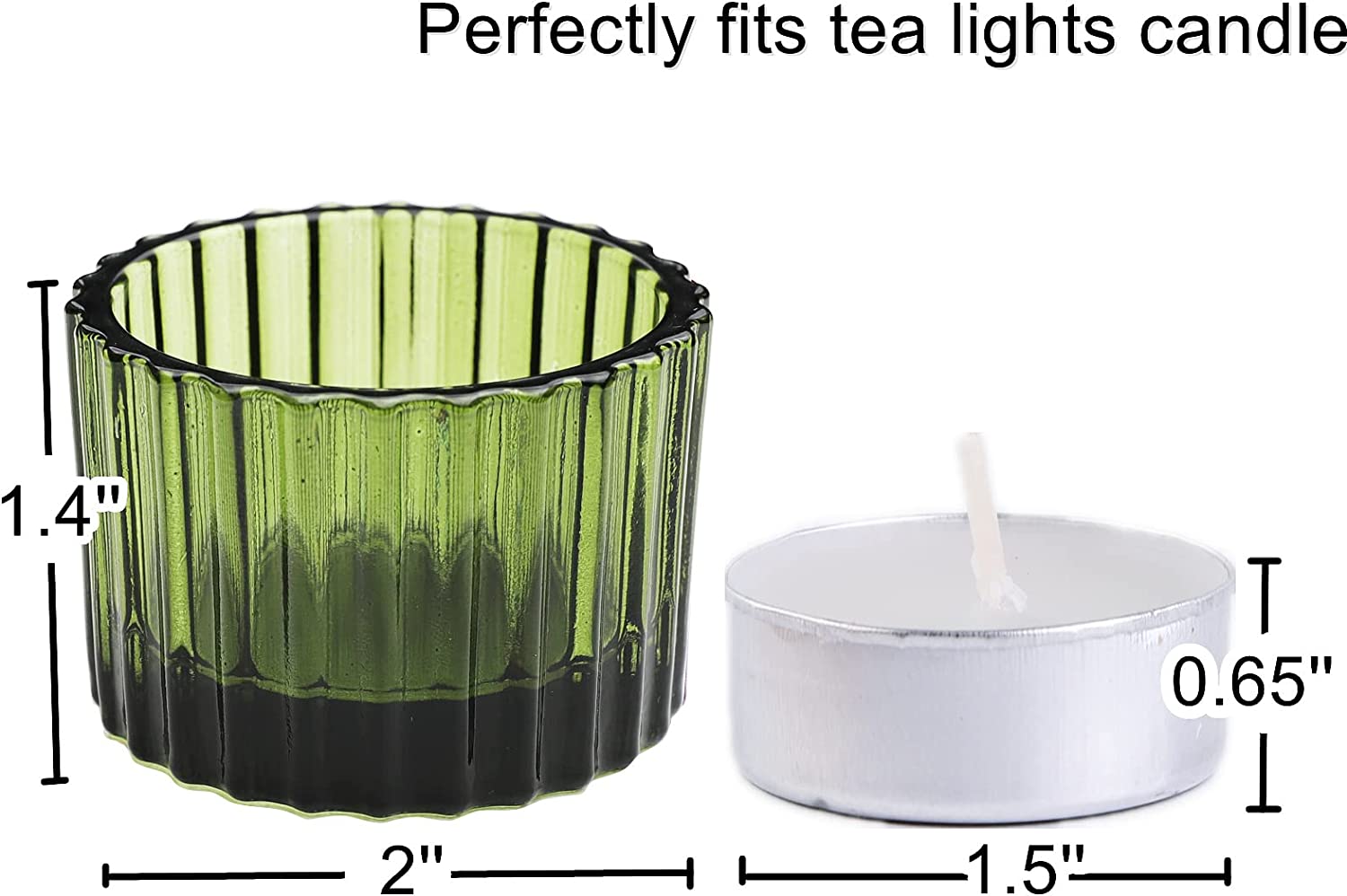 Green Tealight Candle Holder Set of 12, Glass Candle Holder for Wedding Table Centerpiece, Tea Lights Candle Holders Bulk for Home Decor(2''x 1.4'') - vohocandle