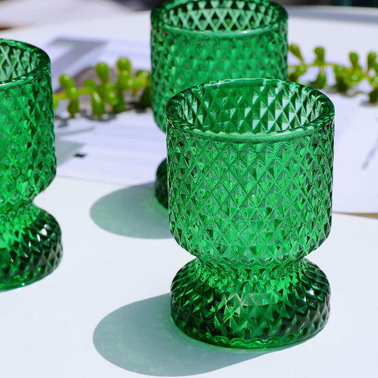 Tealight Candle Holder Set of 3 Candlestick Holder Glass Taper Candle Holders Set for Accent Home Decoration, 2.4 x 3.1 inches (Green) - vohocandle