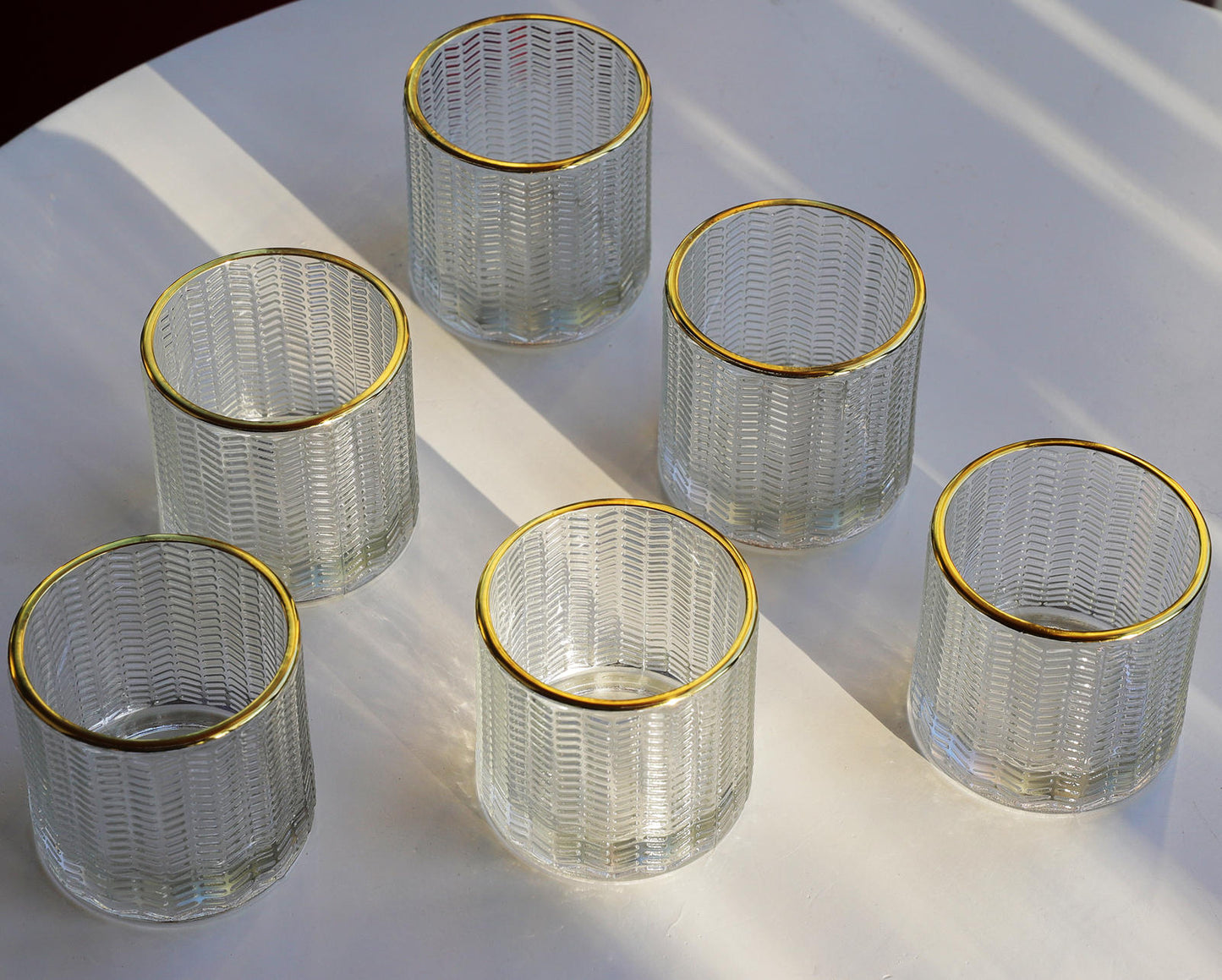 VOHO Votive Candle Holders Set of 6 with Gold Rim, Clear Tealight Candle Holder Bulk for Wedding Party, Glass Votive Candle Holders for Centerpiece Decoration(Clear, 2.75'' x 2.75'') - vohocandle